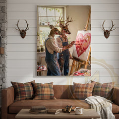 Maxcorners Deer Couple Painting Heart Art Studio Personalized Name Canvas