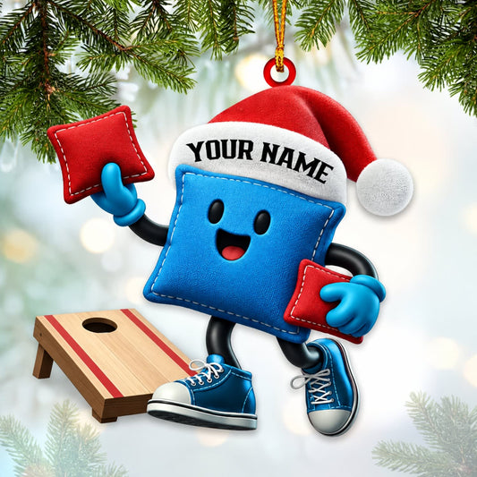 Maxcorners Cornhole Red & Blue Bag Mascot Design Customized Name 3D Keychain And Ornament