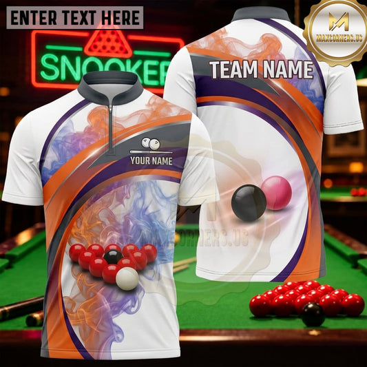 Maxcorners Snooker Orange Blue Abstract Swirl Personalized Name 3D Unisex Shirt
