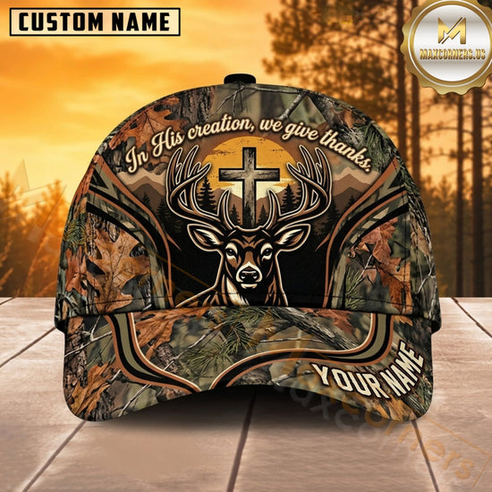 Maxcorners Deer Hunting Whitetail Deer Skull Cross Orange Woodland Camo Customized Name 3D Cap