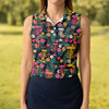 Maxcorners Dark Tropical Disc Golf Basket Polo Shirt, Women’s Golf Tops, Golf Polo For Women LM1507