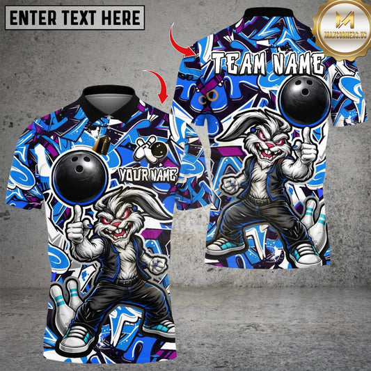 Maxcorners Cool Streetwear Rabbit Bowling Multicolor Customized Name, Team Name 3D Shirts