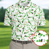 Maxcorners Dark Stout Beer St Patrick's Day Shamrocks White Golf Shirt, Polo Shirts For Men, Golf Shirts For Men