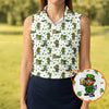 Maxcorners Funny Leprechaun Golf And Beer Green Shamrocks St Patrick's Day Golf Shirt, Women's Golf Shirts, Ladies Golf Polos