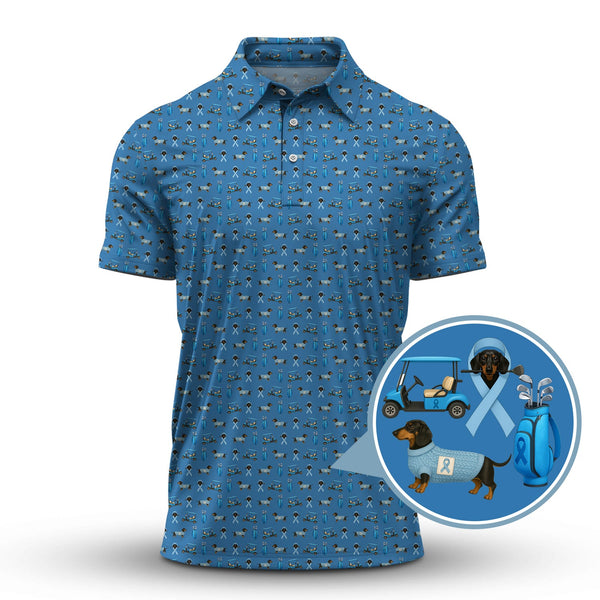 Maxcorners Funny Pattern Golf Shirt, Dachshund Golf Shirt, Prostate Cancer Golf Shirt For Men