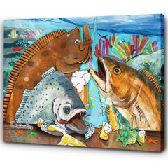Maxcorners Texas Slam fishing art drink beer with fish art canvas LM0101