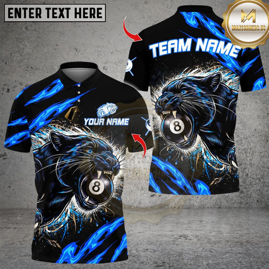 Maxcorners Flaming Angry Black Panther Billiards 8 Ball Multicolor Customized Name, Team Name 3D Shirt