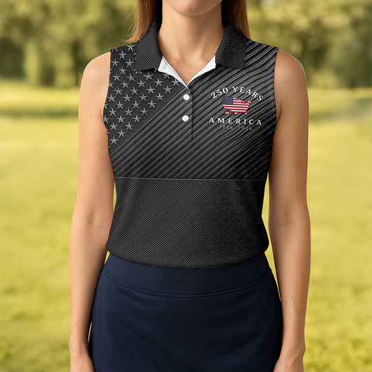Maxcorners Black 1776-2026 America 250 Years Golf Polo Shirt, Women’s Golf Apparel, Printed Golf Shirt LM1507