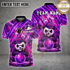 Maxcorners Bowling Shirts Panda Lightning Design Multi Options Personalized Name, Team Name 3D Shirt