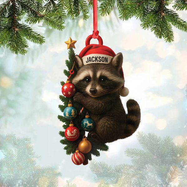 Maxcorners Personalized Raccoon Acrylic Christmas Ornament - Cute Holiday Gift - Perfect Gift for Kids & Animal Lovers LM0411