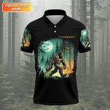 Maxcorners Not All Who Wander Are Lost Custom Bigfoot Men's Golf Polo Shirt, Funny Golf Shirt, Dad Golf Gift