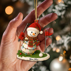 Maxcorners Personalized Snowman Golf Ornament, Custom Name Golfer Christmas Ornament, Funny Golf Decor Gift For Men, Holiday Snowman Tree Decoration MT1611