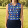 Maxcorners Blue Custom Photo Golf Icons Polo Shirt, Women’s Golf Polo, Performance Golf Shirt LM1507