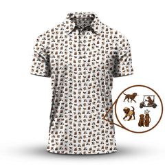Maxcorners Golf Pattern Shirt, Labrador Golf Shirt For Golfer, Crazy Dog Golf Shirt For Men