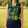 Maxcorners Irish Skull Leprechaun Hat Dark Beer Green St Patrick's Day Women's Golf Tops, Ladies Golf Polos