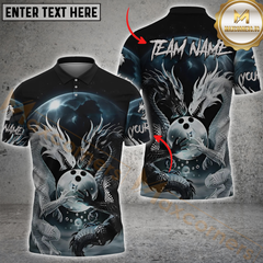 Maxcorners Bowling Dual Dragon Moon Fantasy Personalized Name 3D Unisex Shirt