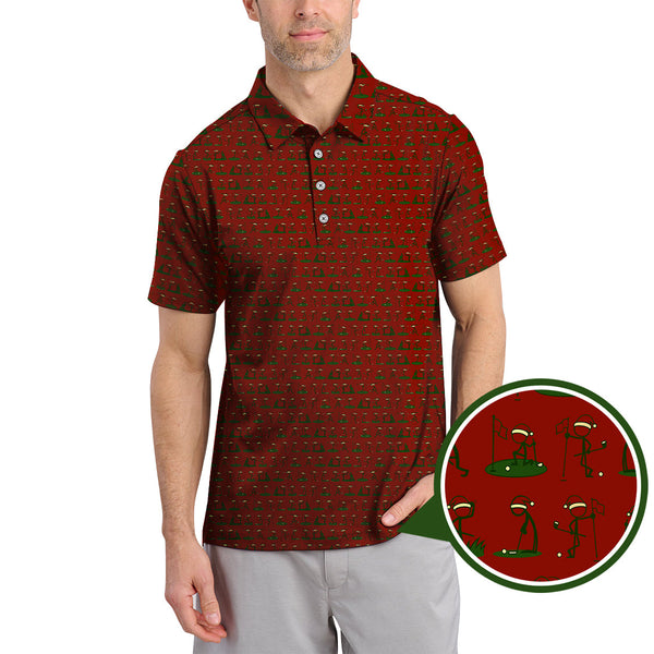 Maxcorners Christmas Golf Shirt, Funny Pattern Golf Shirt, Xmas Golf Shirt For Golfer