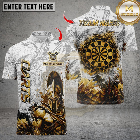 Maxcorners Darts Golden Roman Warrior With Dragon Pattern Multicolor Customized Name, Team Name 3D Shirts