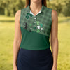 Maxcorners Green Checkered Leprechaun Shamrock St Patrick's Day Golf Shirt, Women's Golf Tops, Ladies Golf Shirts