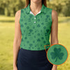 Maxcorners Leprechaun Hat Shamrock Beer Dark Green Seamless Pattern St. Patrick’s Day Golf Shirt, Women's Golf Tops