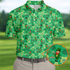 Maxcorners Shamrock St Patrick's Day Light Green Golf Shirt, Polo Shirts For Men, Golf Shirts For Men, Golfing Apparel