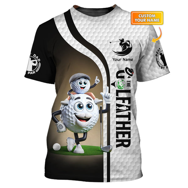 Maxcorners Custom Golf Dad Tee – The Golfather Shirt with Funny Golf Ball Design