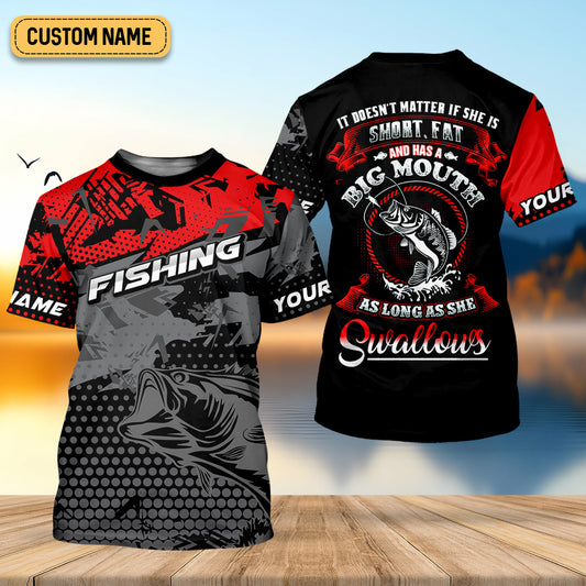 Maxcorners As Long As She Swallows Funny Fishing Shirt, SPF Shirt For Men, Gift For Fisherman, Men's Fishing Shirt