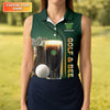 Maxcorners Grip It Rip It Sip It Golf And Beer St Patrick's Day Green Women's Golf Tops, Ladies Golf Polos