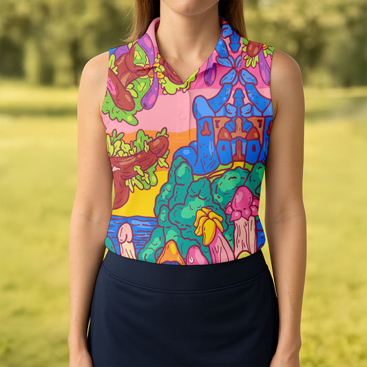 Maxcorners Funny Adult Fantasy Island Novelty Golf Shirt, Ladies Golf Shirts, Women’s Golf Apparel LM1507