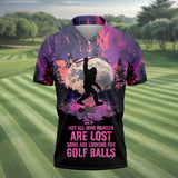 Maxcorners Not All Who Wander Are Lost Bigfoot Custom Men's Golf Polo Shirt, Funny Golf Shirt, Gift For Golfers