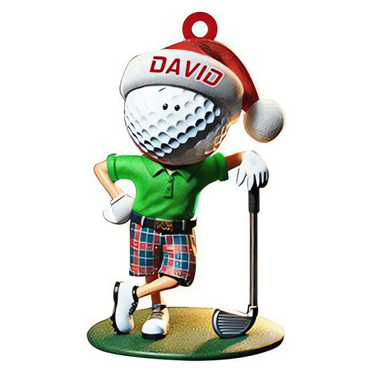 Maxcorners Custom Name Golf Santa Acrylic Ornament, Xmas Ornament, Golf Keychain, Christmas Golf Gift