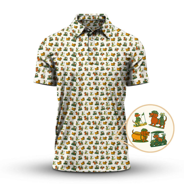 Maxcorners Dachshund Pattern Golf Shirt â€“ Funny Dog Golf Polos For Pet Lovers - Golf Gift For Golfers