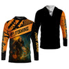 Maxcorners Bigfoot Halloween Fishing UPF Shirts, Fish Button Up Shirt, Fisherman Gift, Bass Fishing