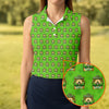 Maxcorners Green St Patrick's Day Funny Adult Shamrock Golf Shirt, Women's Golf Tops, Ladies Golf Polos