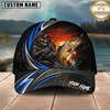 Maxcorners Fishing Skull Angler Blue Wave Personalized 3D Cap