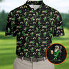 Maxcorners St Patrick's Day Leprechaun Character Golf And Beer Black Golf Shirt, Fun Golf Shirts For Men, Polo For Men