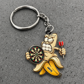 Maxcorners Darts Angry Banana Personalized Name 3D Keychain And Ornament