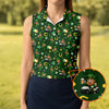 Maxcorners St Patrick's Day Leprechaun Golf Pose Irish Flags Shamrock Golf Shirt, Women's Golf Shirts, Ladies Golf Polos
