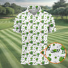 Maxcorners Three Leaf Clover Golf And Beer St Patrick's Day White Golf Shirt, Fun Golf Shirts For Men, Polo Shirts For Men