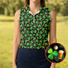 Maxcorners St Patrick's Day Beer Golf Ball Pattern Shamrock Golf Shirt, Women's Golf Tops, Ladies Golf Polos