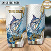 Maxcorners Fishing Tumbler White Gold Marble Geometric Design Personalized Name Tumbler (13 Species)