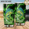 Maxcorners Fishing Tumbler Black Neon Green Thunder Design Personalized Name Tumbler (13 Species)