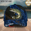 Maxcorners Catfish Blue Camo Splash Personalized Name 3D Cap (12 Fish Species)