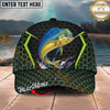 Maxcorners Fishing Neon Hexagon Pattern Personalized Name 3D Cap (12 Fish Species)