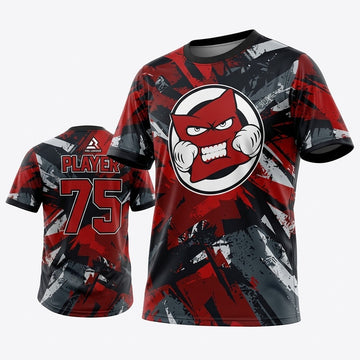 Maxcorners Cornhole Angry Pillow Face and Grunge Splatter Red and Grey Abstract Geometric Personalized Name 3D Unisex Shirt