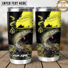 Maxcorners Fishing Tumbler Neon Yellow Sunset Angler Design Personalized Name Tumbler (13 Species)