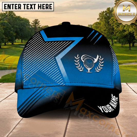 Maxcorners Golf Geometric Stripe Laurels Ball Emblem Personalized Name 3D Classic Cap