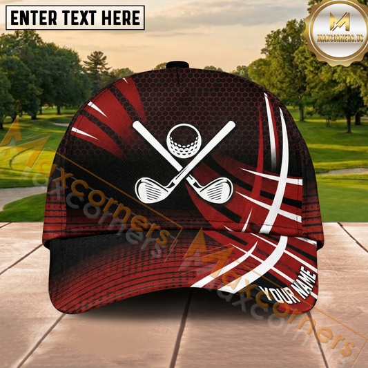 Maxcorners Golf Red Crossed Clubs Personalized Cap
