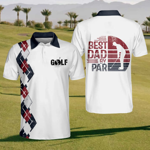 Maxcorners Best Dad By Par Golf Polo Shirt, Mens Golf Shirt, Gift For Golfers