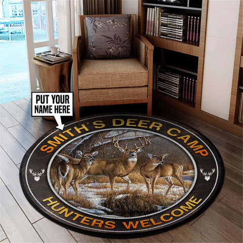 Maxcorners Personalized Hunting Decor Rug Deer Camp Round Carpet